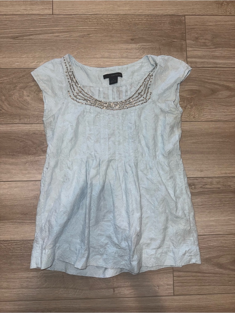 Women’s Embellished Pale Blue Casual Shirt